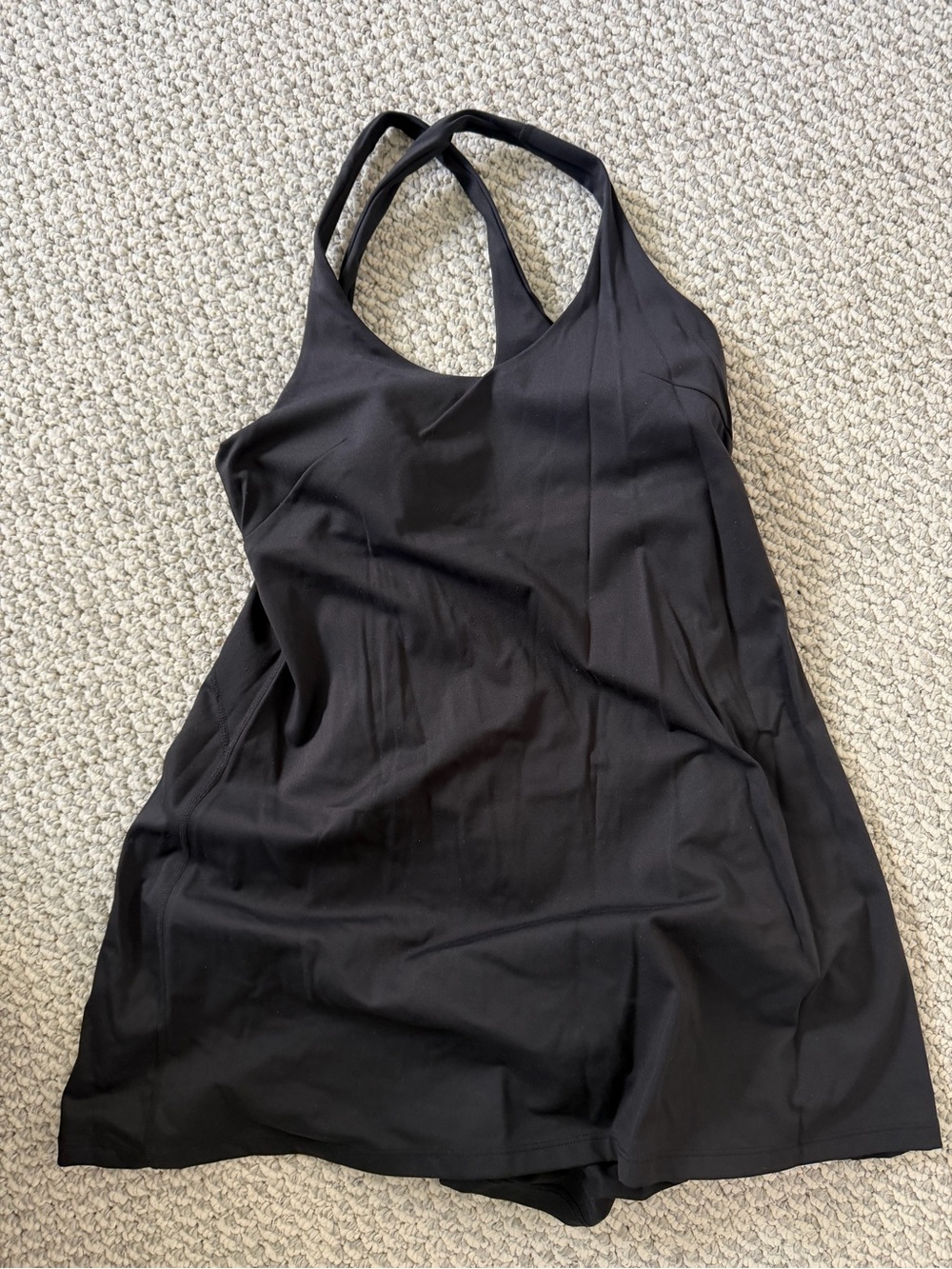 Black Women's One-Piece athletic dress with Shelf Bra & Shorts